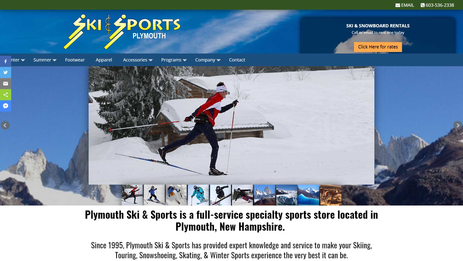 Plymouth Ski and Sport, a sporting goods shop in Central NH